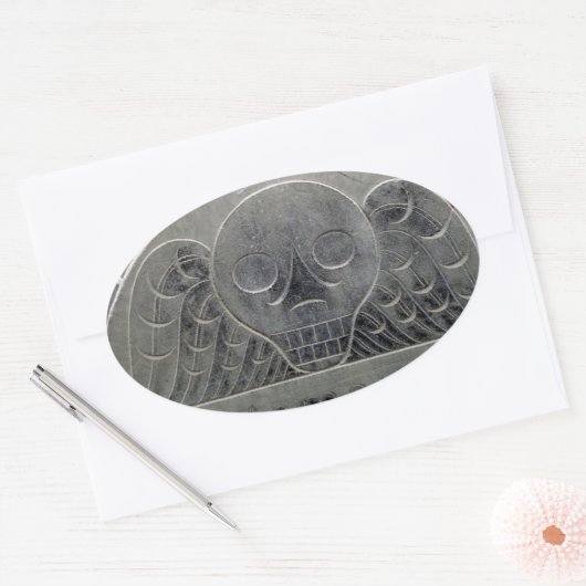 geellijm met dodelijke afloop ovale sticker (Envelop)