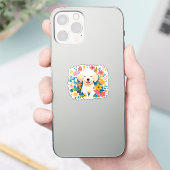 Geelpooljufferduif in het midden van de bloemen sticker (Telefoon)