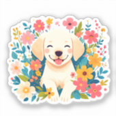Geelpooljufferduif in het midden van de bloemen sticker (Voorkant)