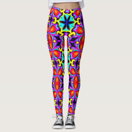 Geelrode Leggings met patroon