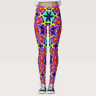 Geelrode Leggings met patroon