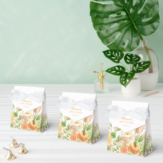 Geelroos bloemengroene meisjes babyshower bedankdoosjes