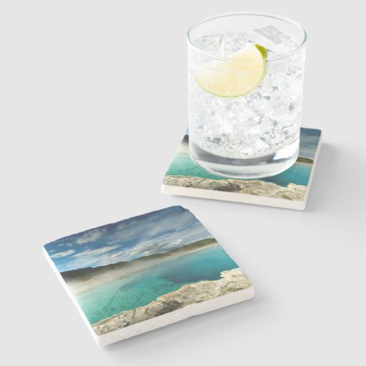 geelsteen stenen onderzetter (Zijkant)