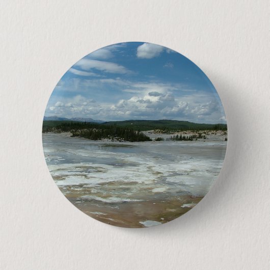 Geelstenen warme grond, geyser ronde button 5,7 cm (Voorkant)