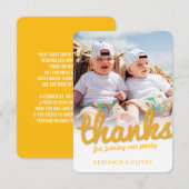 GeelVet Fun Schets Bedankt Tweeling Verjaardag Fot (Voorkant / Achterkant)