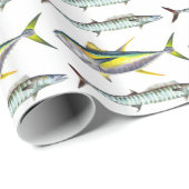 Geelvintonijn en wahoo vispatroon cadeaupapier (Rol Hoek)