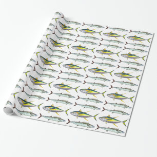 geelvintonijn- en wahoopvispatroon cadeaupapier