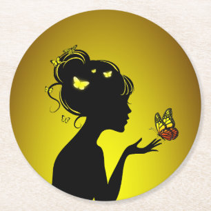 Geelvlinderzwam Ronde Kartonnen Onderzetter