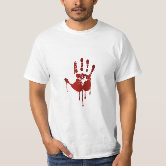 Geelzuchtige hand | Tekst op shirt achterzijde man (Voorkant)