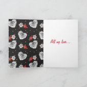 Geelzwarte Valentijnsdag lippen roos Kaart (Binnen)