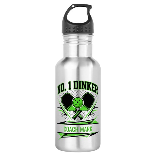 Geen 1 Dinker Pickleball Coach Custom Naam Fles (Voorkant)