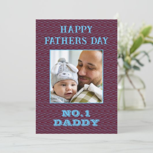Geen 1 Papa Naam En Foto Vaderdag Maroon Feestdagenkaart (Staand voorkant)