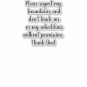 Geen aanraking Rolstoel sticker duidelijk (Voorkant)