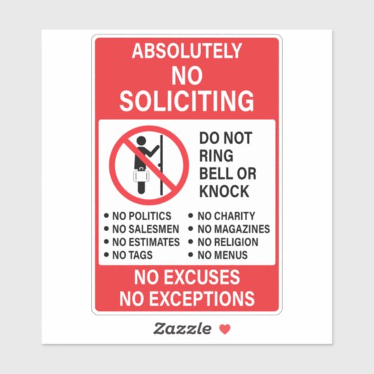 Geen aanroepteken sticker (Vel)