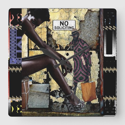 Geen aansporingen! vierkante klok (Voorkant)