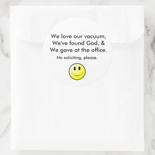 Geen aanvraag ronde sticker (Tas)