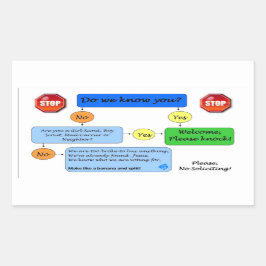 Geen aanvraag voor stroomdiagram rechthoekige sticker