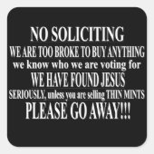 Geen aanvragen vierkante sticker (Voorkant)