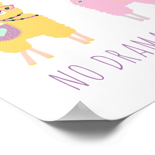 Geen aanwijzing van Drama Llama Cute Poster (Hoek)