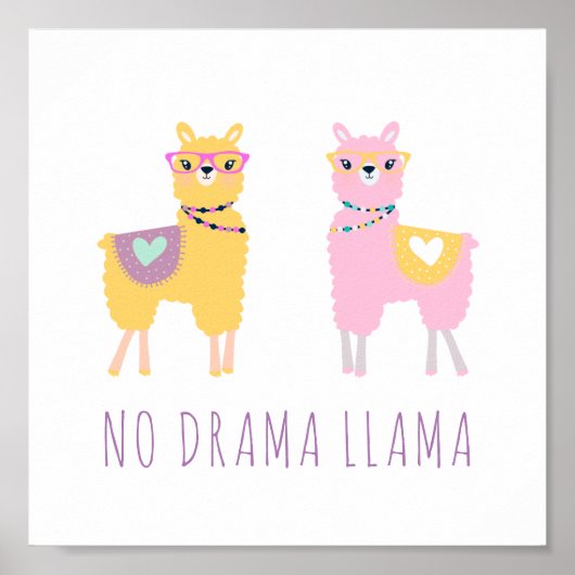 Geen aanwijzing van Drama Llama Cute Poster (Voorkant)