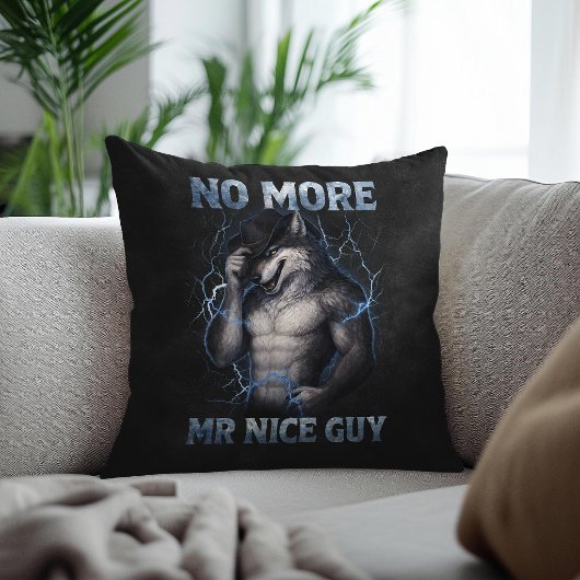 Geen aardige jongen meer Grappige Alpha Wolf Meme Kussen