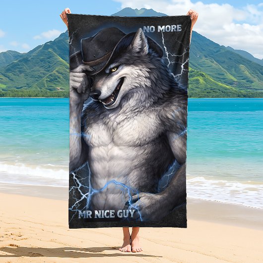 Geen aardige jongen meer Grappige Alpha Wolf Meme Strandlaken