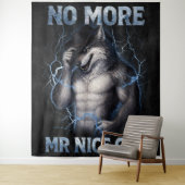 Geen aardige jongen meer Grappige Alpha Wolf Meme Wandkleed (In situ)