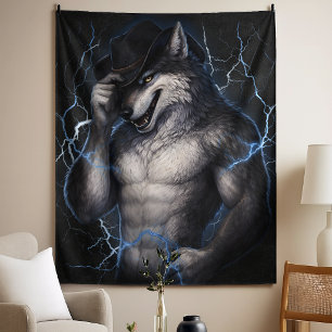 Geen aardige jongen meer Grappige Alpha Wolf Meme Wandkleed
