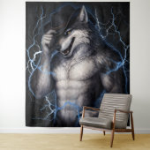 Geen aardige jongen meer Grappige Alpha Wolf Meme  Wandkleed (In situ)