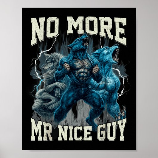 Geen aardige meneer meer Funny Alpha Wolf Meme Vad Poster (Voorkant)