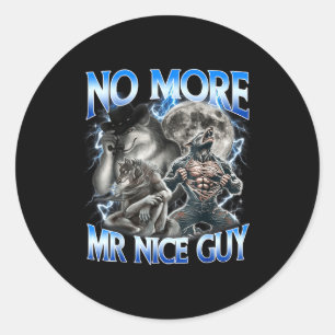 Geen aardige vent meer Funny Alpha Wolf Meme Papa Ronde Sticker