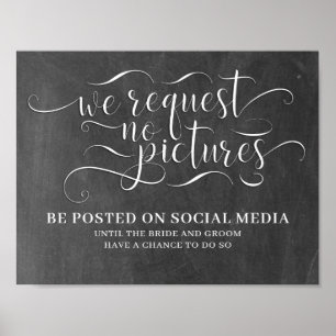Geen Afbeeldingen op sociale media - huwelijksbord Poster