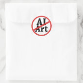 Geen AI Kunst Ronde Sticker (Tas)