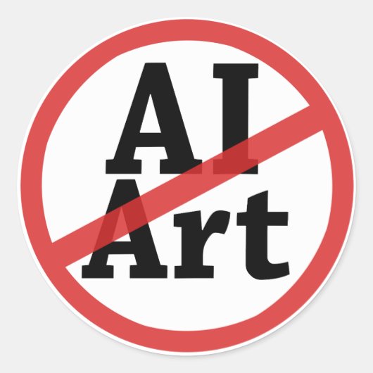 Geen AI Kunst Ronde Sticker (Voorkant)