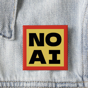 GEEN AI Vette tekst Moderne typografie Geel Zwart Vierkante Button 5,1 Cm