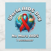Geen aids meer. Wereldaidsdag Wijn Etiket (Enkel label)