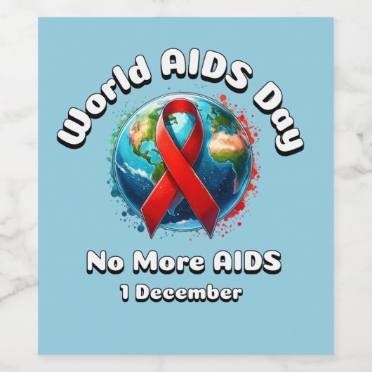 Geen aids meer. Wereldaidsdag Wijn Etiket (Enkel label)