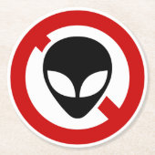 GEEN ALIENS RONDE KARTONNEN ONDERZETTER (Voorkant)