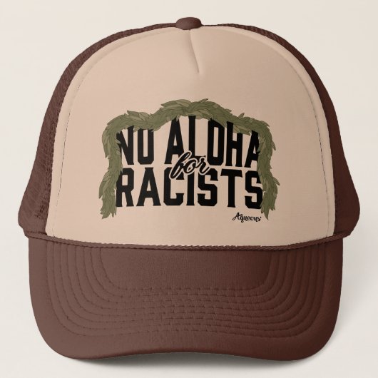 Geen Aloha voor racisten (Black Trucker Hat) Pet (Voorkant)