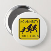 Geen amnestie voor illegalen ronde button 4,0 cm (Voorkant /achterkant)