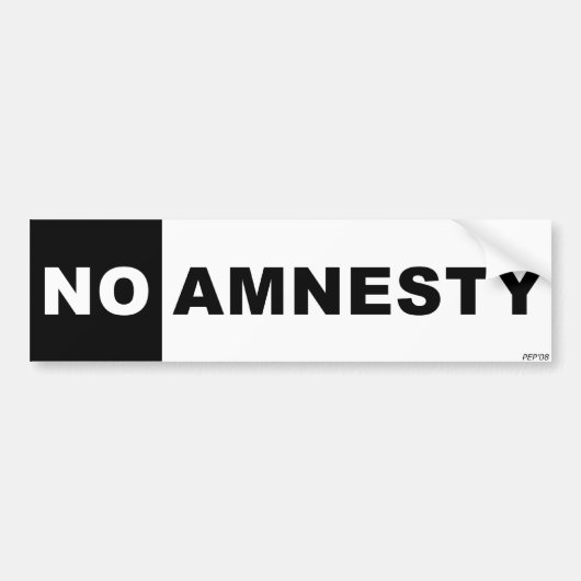 Geen Amnesty Bumpersticker (Voorkant)