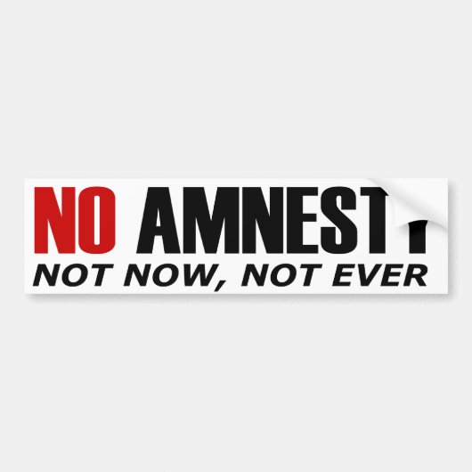 Geen Amnesty Bumpersticker (Voorkant)