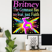 GEEN ANGST ALLEEN GELOOF GEPERSONALISEERDE GYMNAST POSTER (Thuiskantoor)