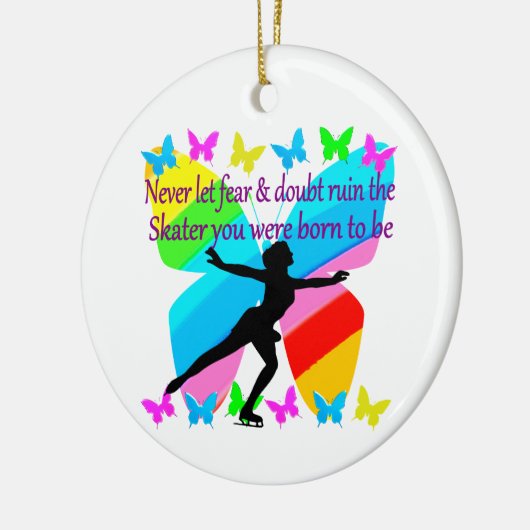 GEEN ANGST ALLEEN MAAR GELOOF FIGUUR SCHAATSER KERAMISCH ORNAMENT (Links)