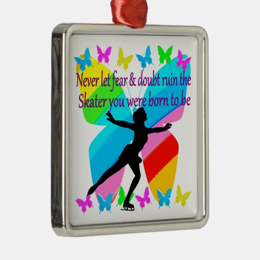 GEEN ANGST ALLEEN MAAR GELOOF FIGUUR SCHAATSER METALEN ORNAMENT (Rechts)