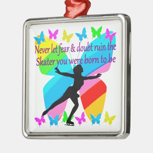 GEEN ANGST ALLEEN MAAR GELOOF FIGUUR SCHAATSER METALEN ORNAMENT (Links)