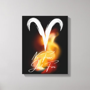 'Geen Angst, Alleen Vuur' Ram Astrologie Liefhebbe Canvas Afdruk