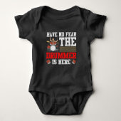 Geen angst drummer is hier drumspeler Percussie Romper (Voorkant)