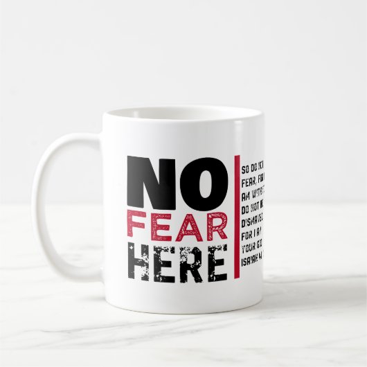 Geen angst hier koffiemok (Links)