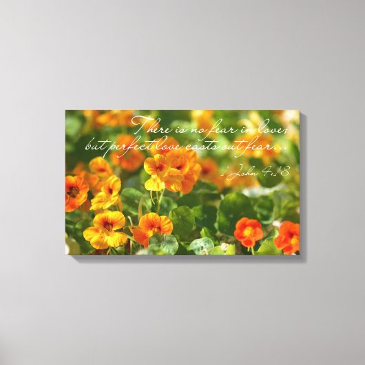 Geen angst in liefde bijbel vers Christelijk bloem Canvas Afdruk (Voorkant)